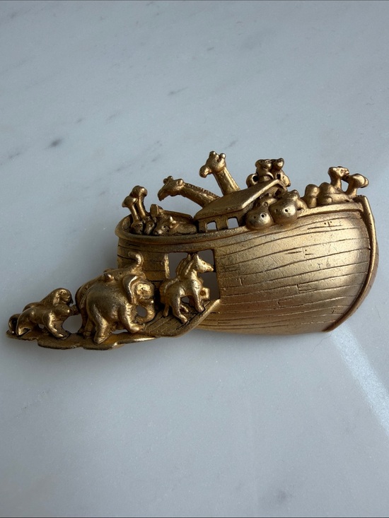 Vintage Jewelry - Vintage Noah's Ark with Animals Signed AJC Brooch